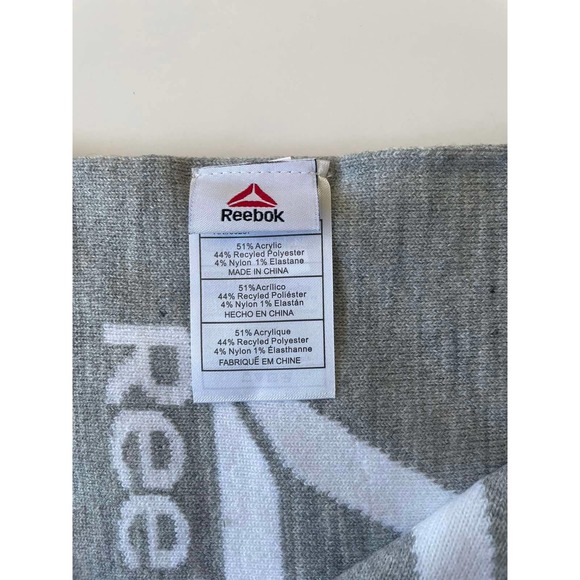 Reebok Fringed Scarf Logo Gray White Soccer One Size Men's Women's New - Picture 8 of 12